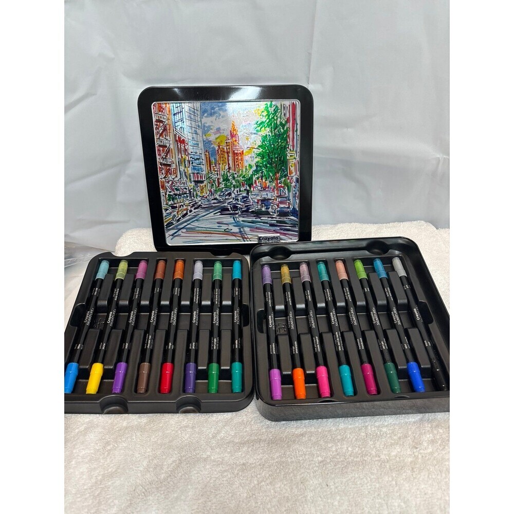 Crayola Signature Brush & Detail Dual Tip Markers 16ct New York City Tin New